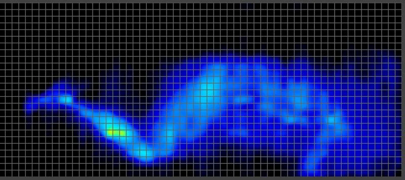 Side sleeping pressure map of an average-weight tester on the Nectar Luxe Memory Foam Mattress