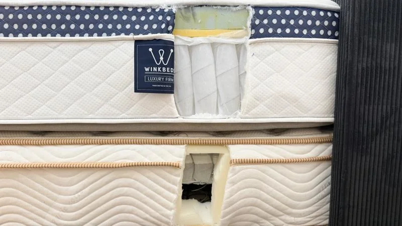 A close look at the construction of the WinkBeds mattress vs the Saatva Classic mattress