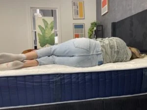 Side-sleeping full body edge support test on the Glacier Original Hybrid Mattress