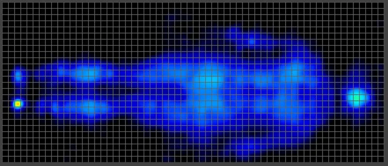 Back sleeping pressure map of a lightweight tester on the Nectar Luxe Memory Foam Mattress