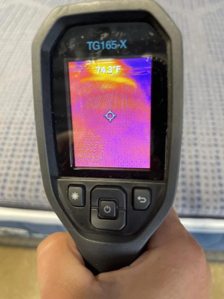 Thermal imaging of the Brooklyn Bedding Copperflex 201 Mattress Topper before being rested on
