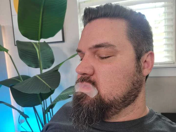 a man wears mouth tape