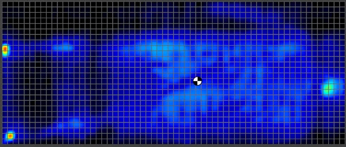Pressure map of a back sleeping heavyweight tester on the Leesa Original mattress